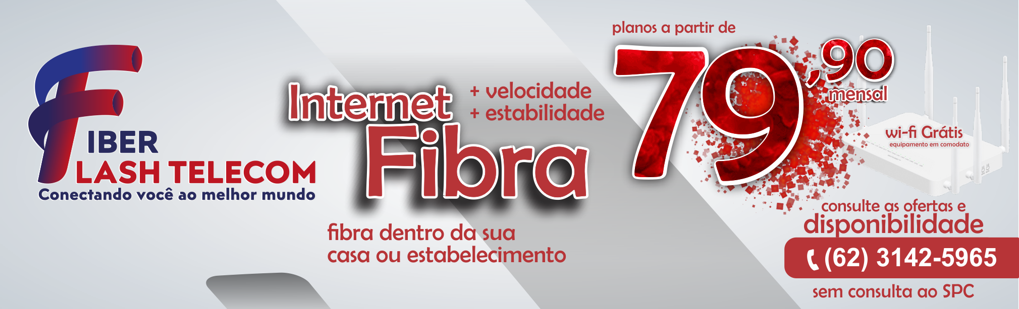 <p>Fiber Flash Telecom o seu mais novo provedor de internet Fibra Óptica em Senador Canedo - Planos a partir de 20 MEgas</p>
