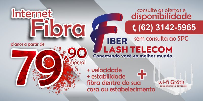 <p>Fiber Flash Telecom o seu mais novo provedor de internet Fibra Óptica em Senador Canedo - Planos a partir de 20 MEgas</p>
